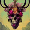 floral horned skull 