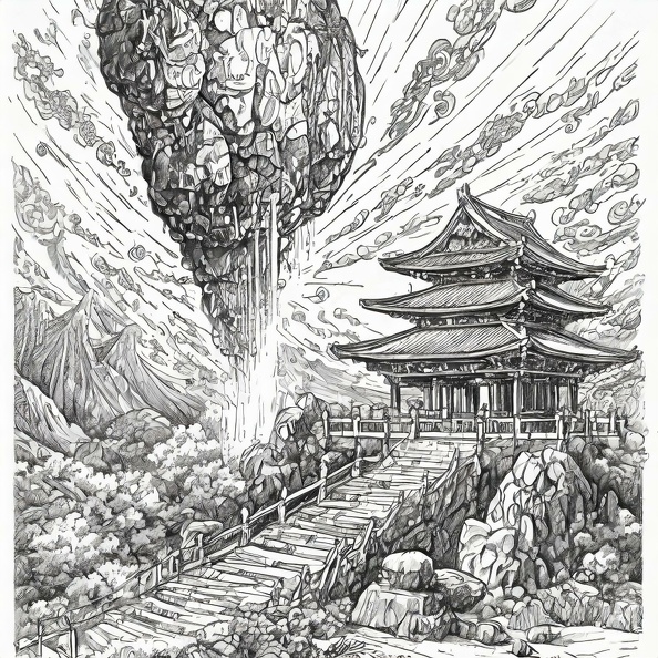 Firefly A meteorite strikes a Japanese temple site, 9th century, sketch 12760.jpg