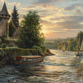 Serene scene on the river Aven in France